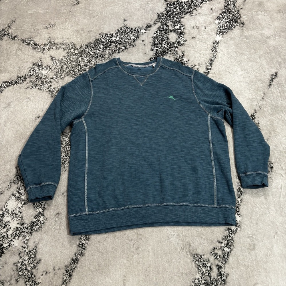 Tommy Bahama Men's XXL Blue Teal Crewneck Pullover Sweatshirt Logo
